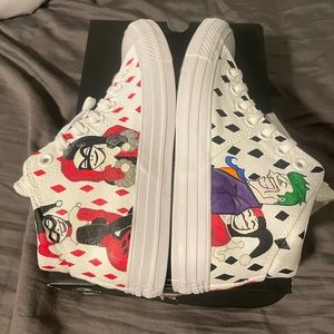 Harley Quinn/joker hand painted high top converse